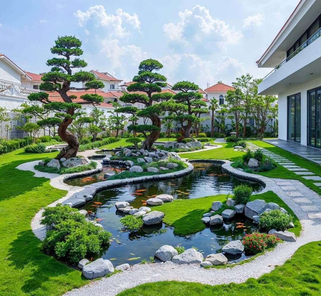 Sân vườn nhật hồ cá koi